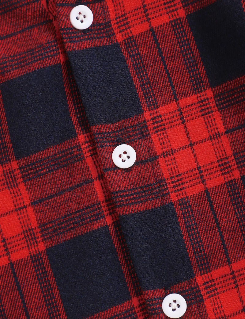 Fuermos Toddler Baby Boys Clothes Flannel Lattice Button Down Hooded Tops +Pants Boys Fall Winter Outfits(5-6T) - Image 5